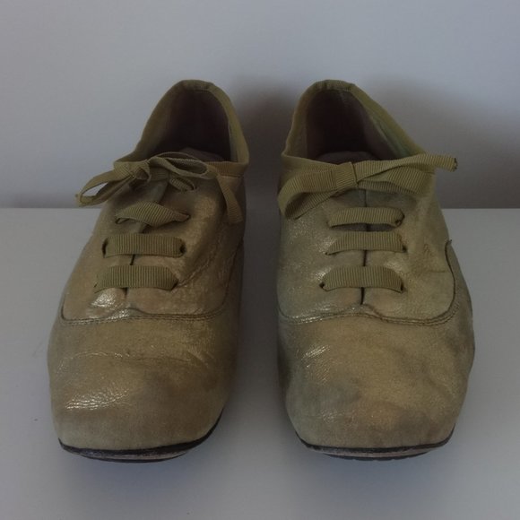 Repetto metallic gold laced Oxford flats - Picture 6 of 9